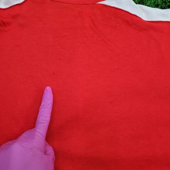 Nautica 1/4 Zip Polo Shirt Large 21x25 Red White Trim Crop - Picture 4 of 14